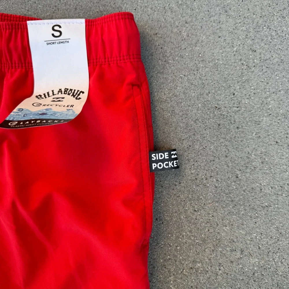 Billabong Recycler Laybacks Men Size Small Red Elastic Waist Shorts